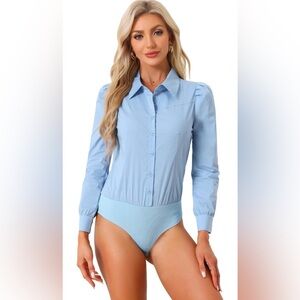 NWT Leotard Shirt for Women's Collared Business Casual
Button Down Long Sleeves